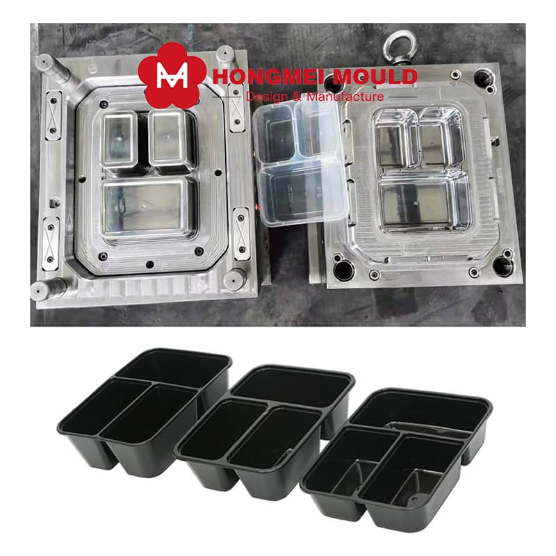 Multi-compartment takeaway box injection mold